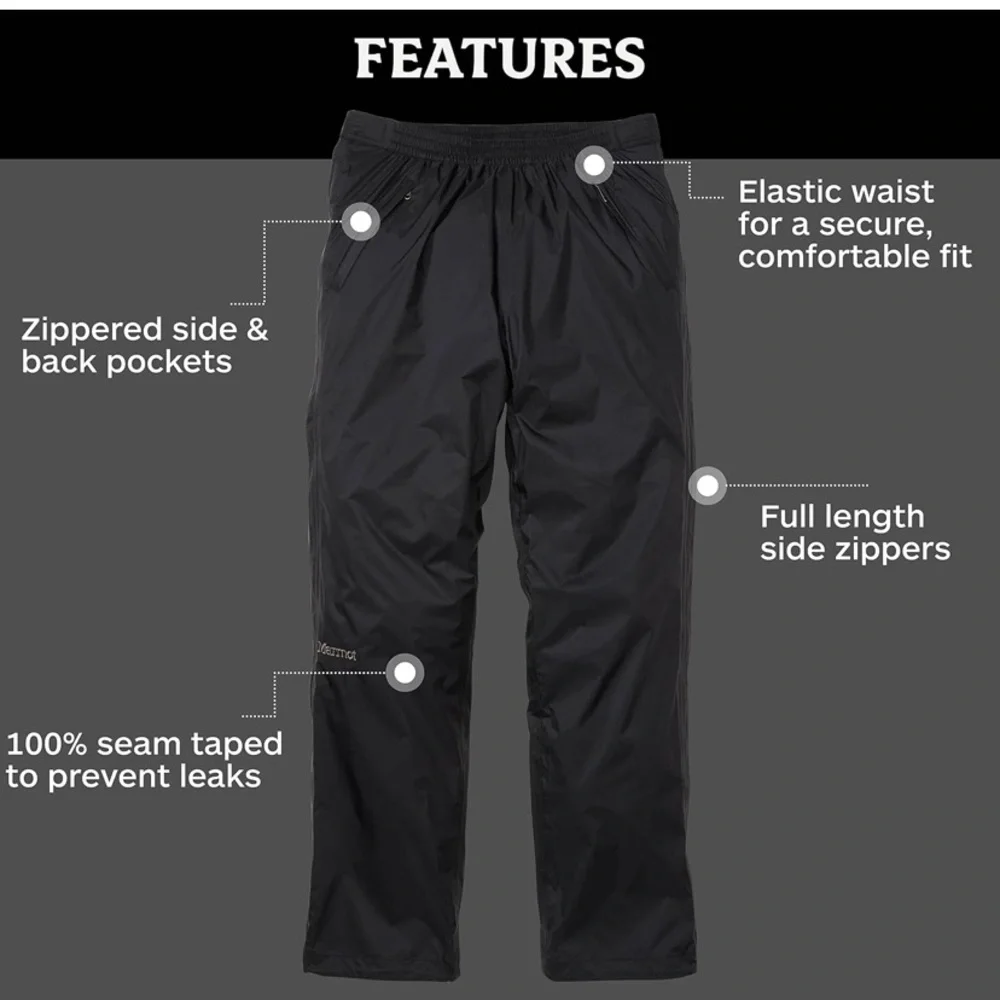 Used 1x Marmot Men’s Black Waterproof Rain Pants